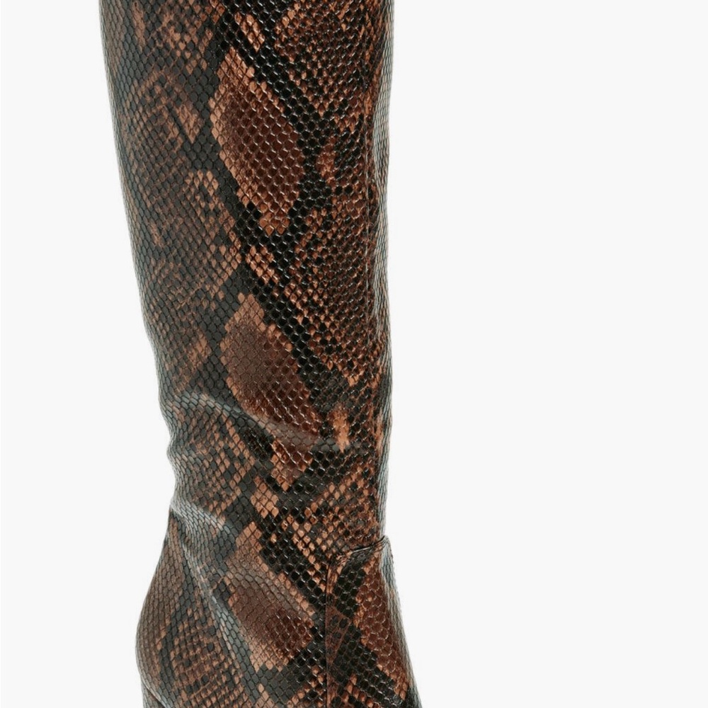 Steve Madden Brown Over the Knee Boots with Snakeskin Pattern